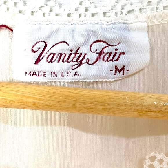 Vintage Vanity Fair Lace Trim Bed Jacket Night Top Button Front Pink Size M - Picture 7 of 9